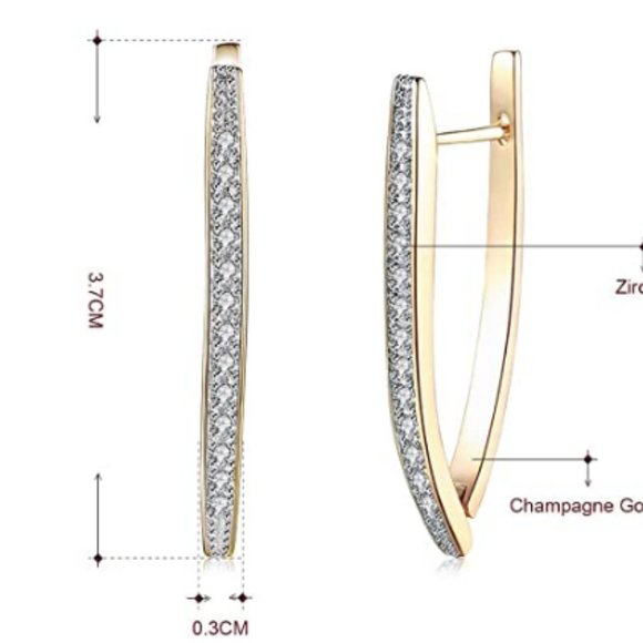 18K Gold Plated Drop Hoop Earrings - Picture 6 of 6